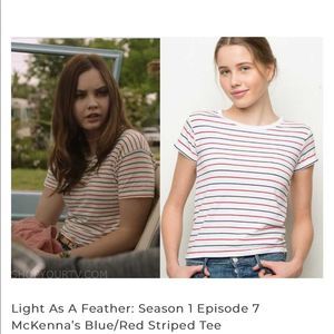 Brandy Melville blue and red striped tee- one size